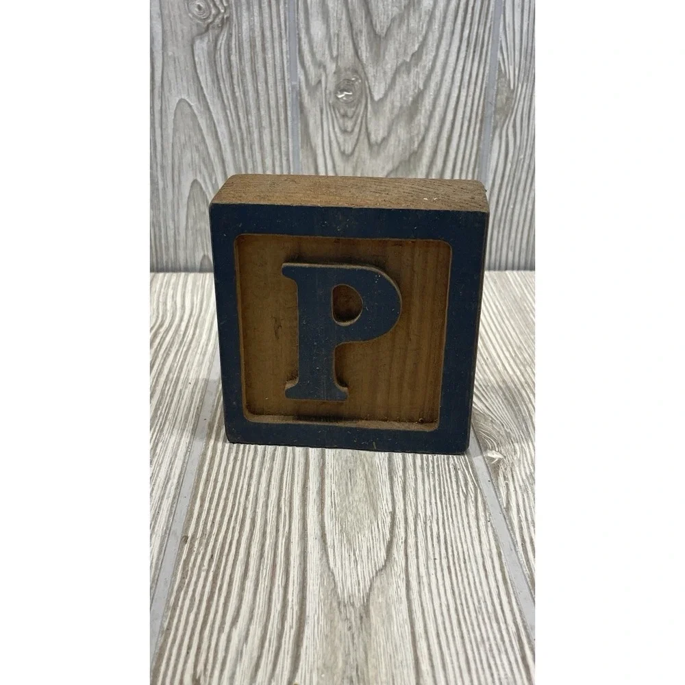 Vintage PIG Primitive Handmade Blocks Jumbo Wooden Set Of 3 Letters P, I, G 3.5